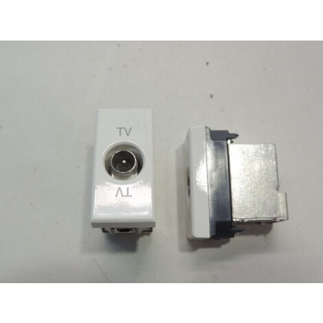 Prise tv simple blanche 1 module mâle Ø 9.52mm (24929) AXOLUTE BTICINO HD4202D