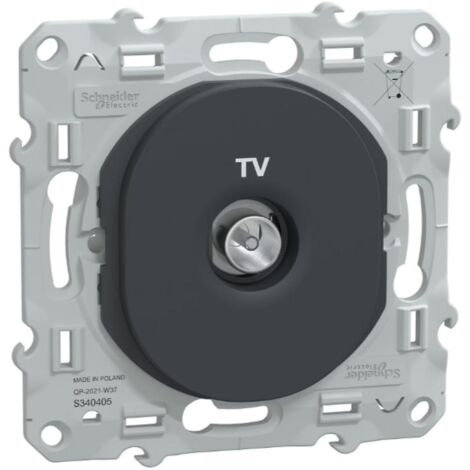 Prise TV simple encastrée anthracite Ovalis - Schneider