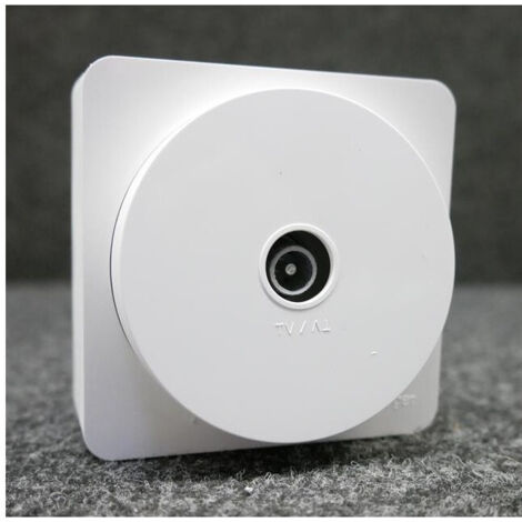 Prise TV simple saillie blanche connectique 9.52mm IEC complète avec cadre bornes vis Ateha HAGER