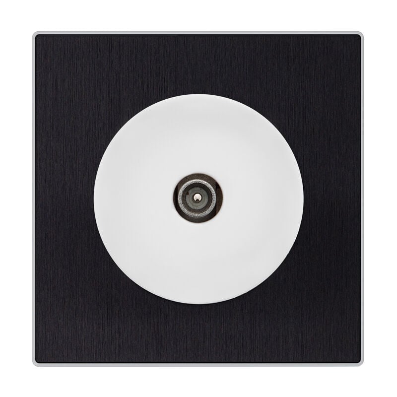 Prise tv/sat blanc glossy dom + plaque simple métallisé anthracite Fontini