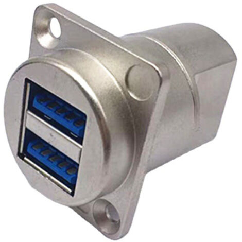 Prise USB 3.0 double Port A femelle vers coupleur, connecteur de montage sur panneau de Type D pour vidéo, boîtier argenté