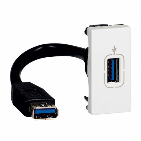 Prise USB 3.0 femelle préconnectorisée Mosaic 1 module blanc (078746)