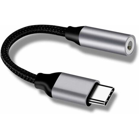 Prise USB C vers 3,5 mm, adaptateur USB C 3,5 mm, adaptateur auxiliaire USB C, adaptateur audio USB C vers jack 3,5 mm AUX, adaptateur casque USB C pour Mate 10 Pro, Xiaomi 6 / 6x / 8 / Note 3 / MIX2