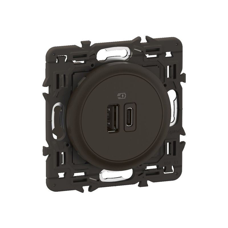 Legrand - Prise usb Céliane Type-A + Type-C 20W - bornes à vis - prémonté Noir (CE0153)