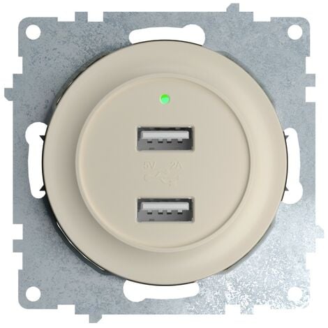 Prise double USB Type-A Mosaic 3A 15W 2 modules - blanc - particulier