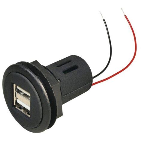 Prise USB F double - 2x 5V2.5A - Noir