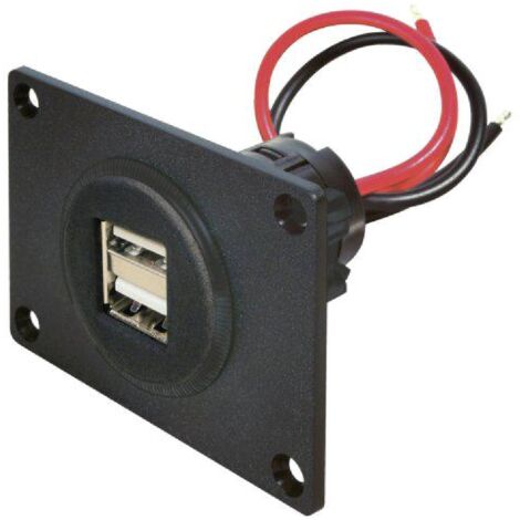 Prise USB F double - 2x5V2.5A - Noir