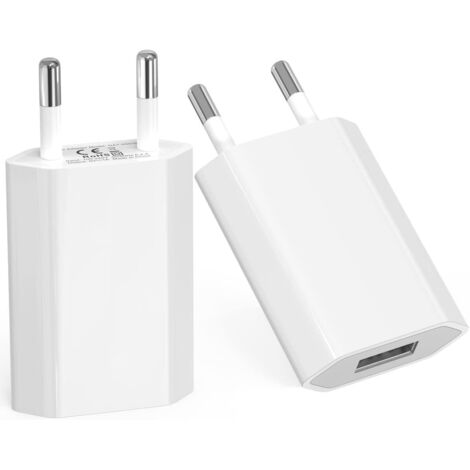 Prise USB Secteur (2 Packs) Chargeur pour iPhone. Samsung Xiaomi Sony LG Smartphones iWatch appareils Photo tablettes MP3 etc. Adaptateur Secteur USB Universel 5V1A