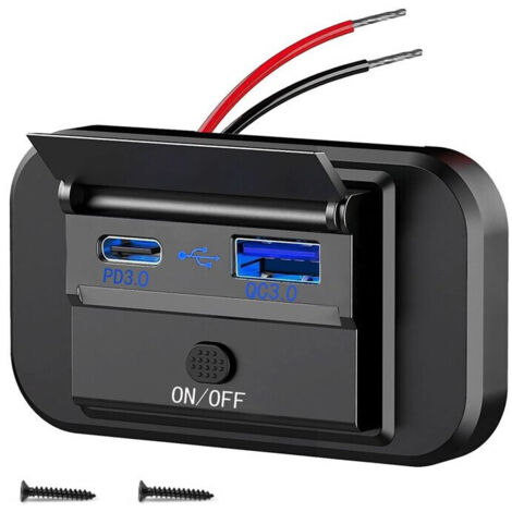Prise USB voiture double charge rapide QC3.0 et PD3.0 camping-car 12V accessoire alimentation