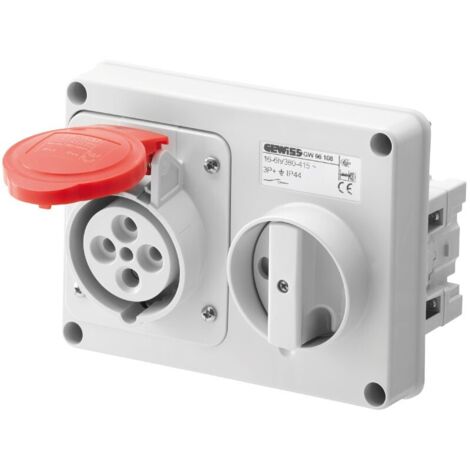 Prise verrouillée Gewiss 3P+T 16A IP44 380V sans boîte GW66108