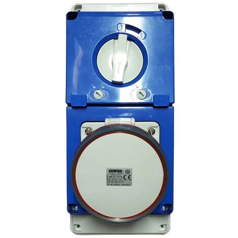 Prise verrouillée Gewiss 3P+T 63A IP67 380V GW67252N