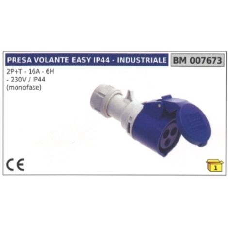 Prise volante industrielle Easy IP44 2 pôles+terre 16A - 6H - 230V code 007673