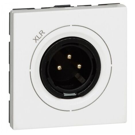 Prise XLR 3 pôles mâle Mosaic 2 modules pour liaison stéréo de tout périphérique blanc (078756)