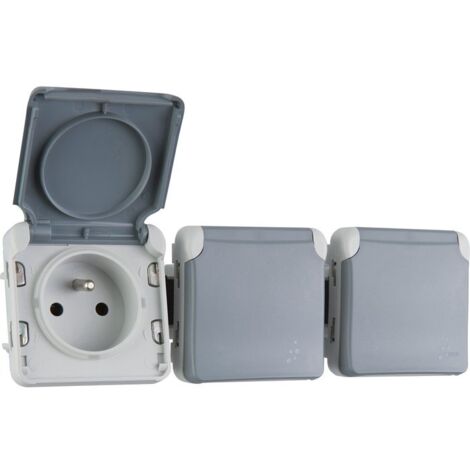 prises 3x2p+t horizontal precablees legrand plexo composable gris - 16 a - 250 v