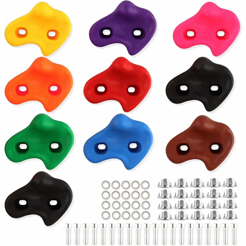 Prises d'escalade pour enfants, 10 pièces prises d'escalade pour enfants avec matériel de fixation, poignées d'escalade pour mur d'escalade,