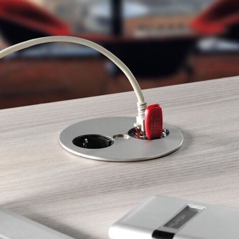 Prises Rondes Twist 2 Inox - TWIST - Prise compacte à encastrer pour plan (ouverture manuelle)