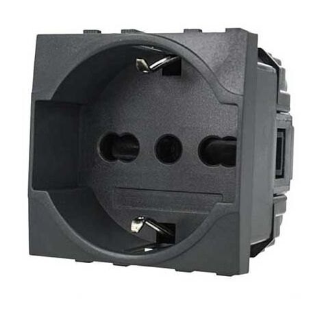Prises Schuko compatible Bticino Livinglight 2P+T 10/16A 250V couleur noir