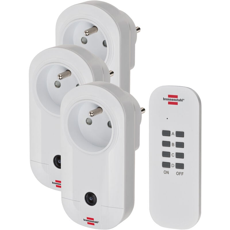 Brennenstuhl - Lot de prises télécommandées Comfort-Line avec 3 prises électriques, 1 télécommande - IP20