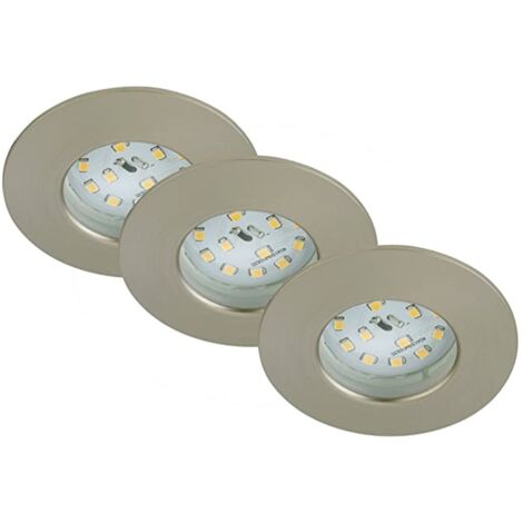 PRISMA - 3 FARETTI LED DA INCASSO FISSI3X5W 400LM IP44 - IN PLASTICA ROTONDI - COLORE NICHEL SARINATO