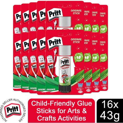 Pritt Child-Friendly Glue Sticks for Arts & Crafts Activities 43g, 16 Sticks