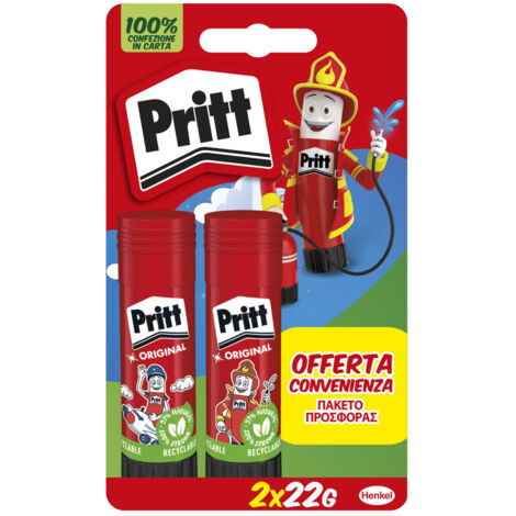 Pritt Colla Stick 2x22g Senza Solventi per Bambini Scuola e Ufficio Fai da Te