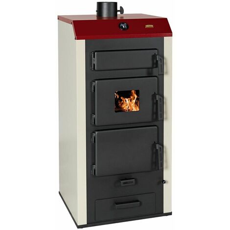 Poêle à bois chaudière four cuisinière 26kw Prity FGW20 avec panneaux