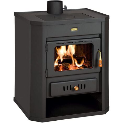 Prity – Cuisinière à bois 15 kW – Chambre de combustion doublée de briques réfractaires – Acier robuste – Surface de chauffe 85 m² – Conduit 130 mm - WD 15 KW