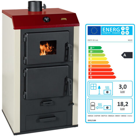Poêle à Bois Prity S3 W21 – 21,2 KW – Chauffage Central Avec Échangeur D'Eau