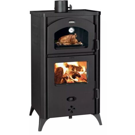 Prity – Poêle à bois avec four 14,5 kW – Efficacité énergétique A+ – Pour bois sec – Dimensions 566x531x1023mm – Idéal pour cuisine