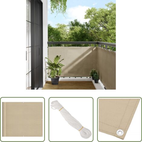 Privacidad -  Pantalla de balcón 100% poliéster Oxford beige 90x800 cm