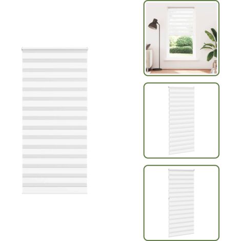 Privacidad - vidaXL Estor cebra blanco 110x230 cm tejido ancho 105,9 cm poliéster - Protección solar
