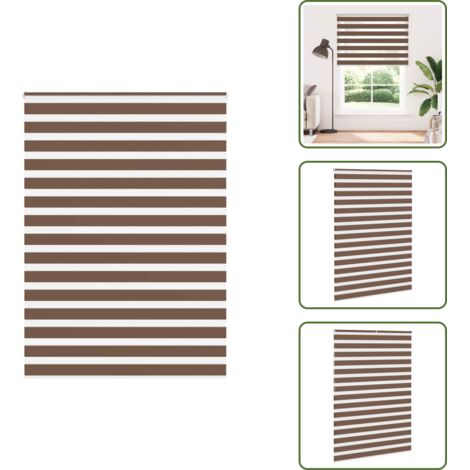 Privacidad - vidaXL Estor cebra marrón 160x200 cm tejido ancho 155,9 cm poliéster - Protección solar