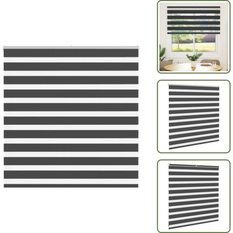 Privacidad - vidaXL Estor cebra negro 140x100 cm tejido ancho 135,9 cm poliéster - Protección solar