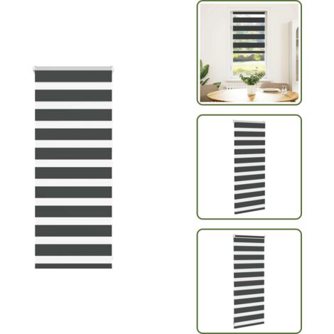 Privacidad - vidaXL Estor cebra negro 60x100 cm tejido ancho 55,9 cm poliéster - Protección solar