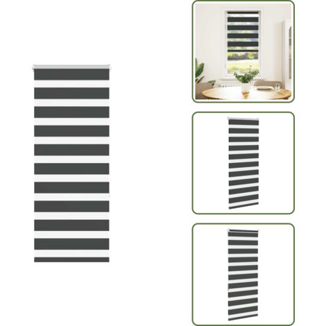 Privacidad - vidaXL Estor cebra negro 60x150 cm tejido ancho 55,9 cm poliéster - Protección solar