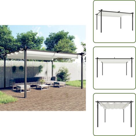 Privacy esterna - vidaXL Pergola da Giardino con Tetto Retrattile 4x3 m Crema - Gazebo con tetto