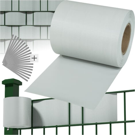 Privacy Film - double-sided print, opaque and tear-resistant, fastening clips included - privacy screen, plastic privacy film, privacy film - 35 m light grey