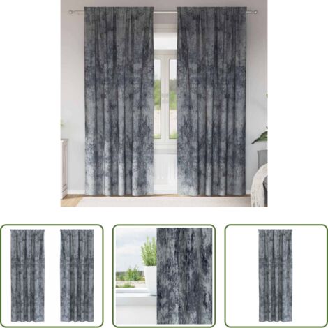 Privacy -  Tende in Velluto 2 pcs Grigio Argento 245 x 140 cm Velluto