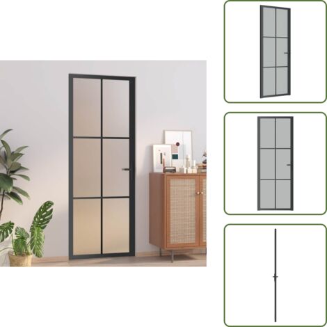 Privacy - vidaXL Porta Interna 76x201,5 cm Nero Opaco Vetro e Alluminio - Design moderno