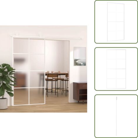 Privacy - vidaXL Porta Scorrevole in Vetro ESG e Alluminio 102,5x205 cm Bianca - Design smerigliato