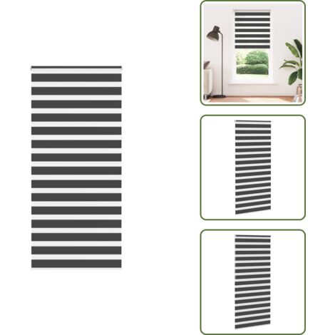 Privacy - vidaXL Tenda a Rullo Zebra Nero Larghezza Tessuto 100,9 cm Poliestere - Protezione solare