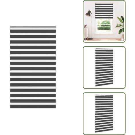 Privacy - vidaXL Tenda a Rullo Zebra Nero Larghezza Tessuto 120,9 cm Poliestere - Protezione solare