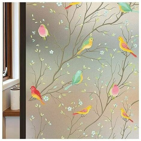 Privacy Window Film Frosted Glass Film Stained Glass Film Static Cling Film Self Adhesive Film Self Adhesive Film Home Bathroom Office Bird Window Stickers (60x200cm)