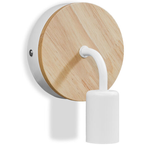 Privatefloor – Applique murale scandinave en métal et bois – Éclairage élégant pour salon et entrée – Ampoule non incluse – Dimensions 17 cm