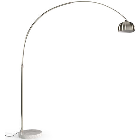 Privatefloor – Lampadaire salon en marbre blanc – Hauteur 210 cm – Abat-jour métallique en demi-sphère – Éclairage original et efficace