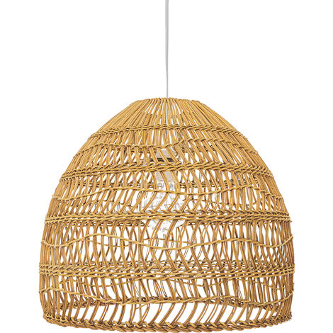Privatefloor – Lampe de plafond en rotin 40 cm – Suspension Boho Bali artisanale – Matériau rotin naturel tressé – Ambiance chaleureuse pour salon