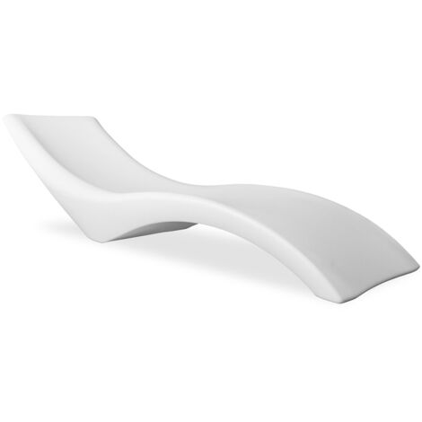 Privatefloor – Transat de jardin en polyéthylène blanc – Dimensions 220x70x60cm – Résistant aux intempéries – Chaise longue design pour extérieur