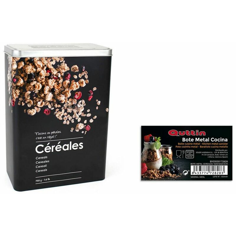 

Bote Metálico Metal Cereales (16 X 9,5 X 20,5 Cm) - Privilege