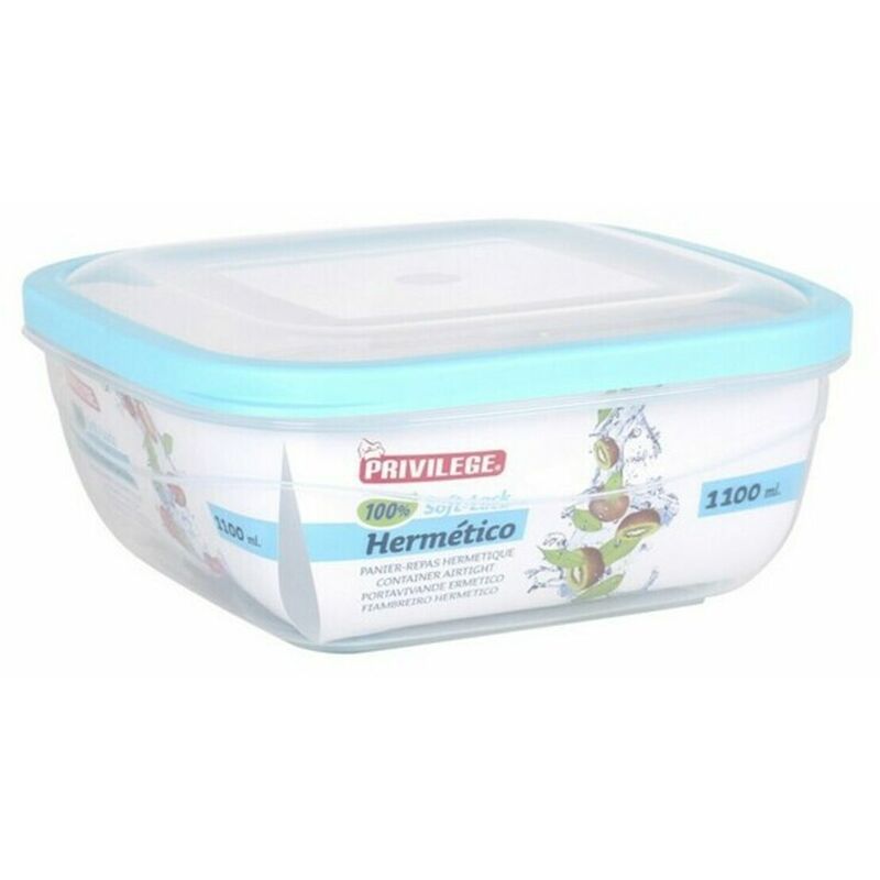 

Fiambrera Hermética Cuadrada Transparente 1100 ml - Privilege