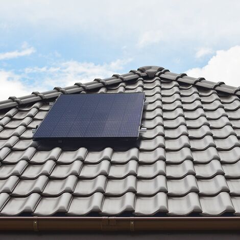 Priwatt Solaranlage priRoof Plug & Play, Solarmodul für Dächer mit Dachpfannen inkl. Wechselrichter und Halterungen, 400 W max. Leistung, Schukokabel: 10 m